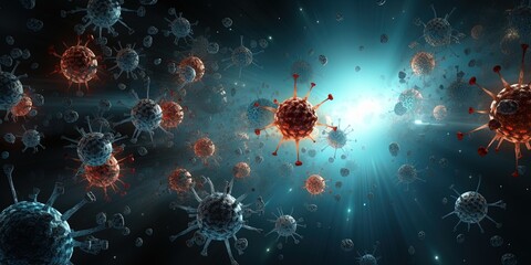 Virus. Swarm of Virus in infection mode. - obrazy, fototapety, plakaty