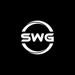 SWG letter logo design with black background in illustrator, cube logo, vector logo, modern alphabet font overlap style. calligraphy designs for logo, Poster, Invitation, etc.