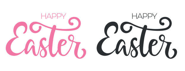 Fototapeta na wymiar Hand drawn happy Easter calligraphy lettering. Vector Illustration design for holiday greeting card and for photo overlays, t-shirt print, flyer, poster design 