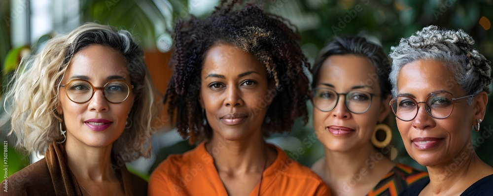 Aufkleber women collaborating in brainstorming session diverse women representing different ethnicities collab