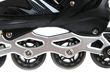 Roller skates in closeup white background.