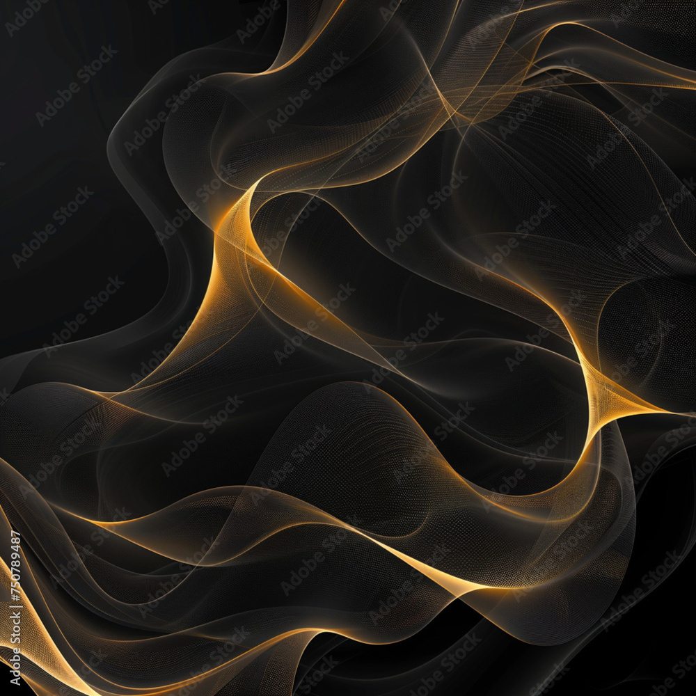 Aufkleber dark abstract background with a glowing abstract waves, design element. can be used for banners, pos