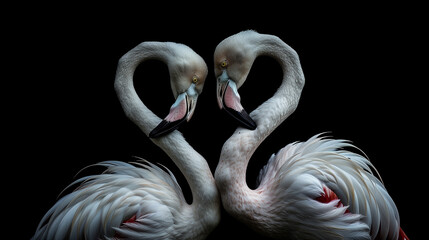 A couple of flamingo makin love symbol