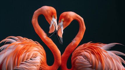 A couple of flamingo makin love symbol