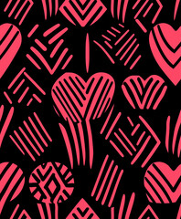 abstract tribal, linocut, valentines mud cloth, valentines day themed сreated with Generative Ai