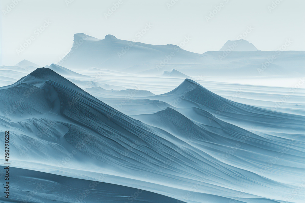 Aufkleber misty glacier. surreal landscape. background image. created with generative ai technology.