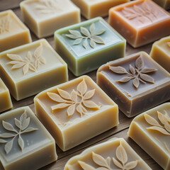 Organic home made soap made of herbal remedies top view angle- generated by ai