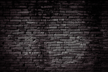 Black brick walls that are not plastered background and texture. The texture of the brick is black. Background of empty brick basement wall.