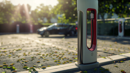 Naklejka premium Outdoor electric car EV charging station