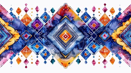 seamless pattern border, geometric ethnic, prismatic color