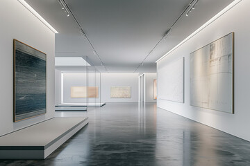 Modern Art Exhibition: Gallery Mockup Featuring Minimalist Artwork