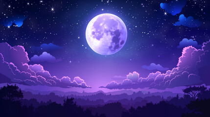 Violet night sky illustration background 