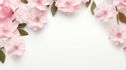 Fototapeta na wymiar Pink Flowers Blooming on White Background