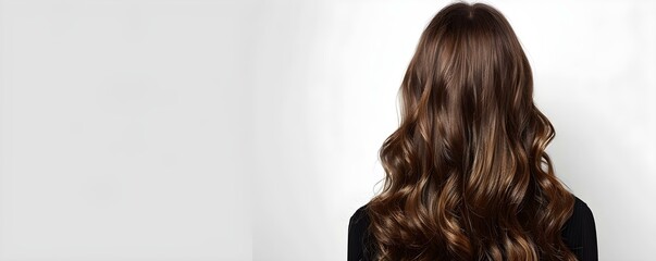 Obraz premium Captivating Portrait of Confident Individual with Long Brown Hair on White Background. Concept Portrait Photography, Long Brown Hair, Confident Individual, White Background, Captivating Shot