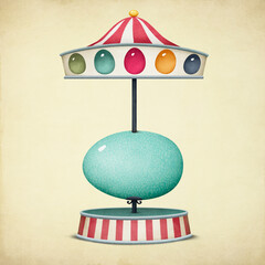 Happy Easter greeting card or poster with cute Easter carousel.