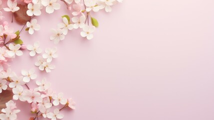 Fototapeta na wymiar Pink Background With White Flowers