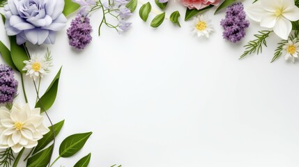 Assorted Flowers Arranged on White Surface - obrazy, fototapety, plakaty