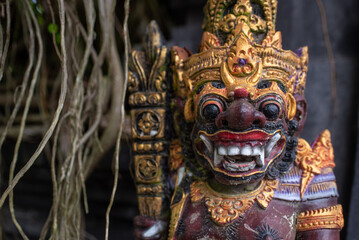 From above a beautiful statue of a Balinese god