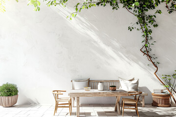 Minimalist Outdoor Patio Mockup with White Seating