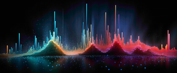 Vibrant stock market pulse graph showcasing the lively fluctuations in financial markets, resembling a pulsating rhythm.