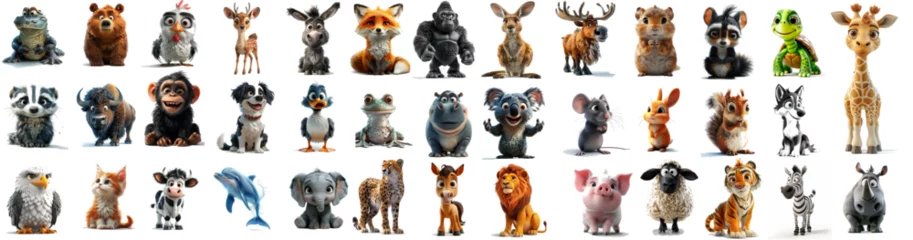Foto op Plexiglas Set of cute 3D cartoon animals © GS Edwards Studio