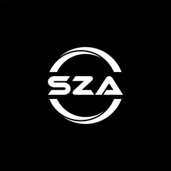 SZA letter logo design with black background in illustrator, cube logo, vector logo, modern alphabet font overlap style. calligraphy designs for logo, Poster, Invitation, etc.