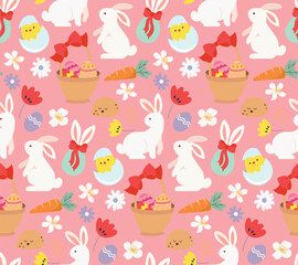 Easter white bunny seamless pattern