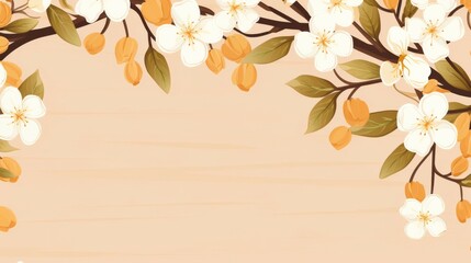 White Flowers on Peach Background Painting