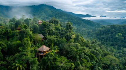 Fototapeta premium Secluded Bungalows in the Thick Jungle