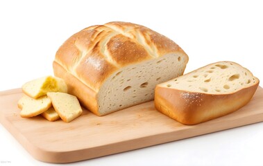 Artisan bread at the restaurant very delicious bun isolated with white background, croissant with jam 
buttery bread for breakfast meal snack.