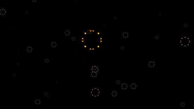 Yellow circle at dots with noise Animation in black background