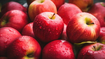 Fototapeta na wymiar Lots of red apples. Tasty and juicy. Background of apples.