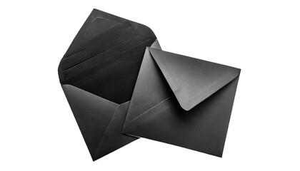 Black envelope isolated on transparent background.