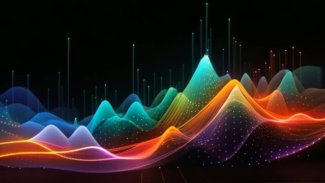 abstract vector background with dynamic waves and lines. illustration, Abstract background of data visualization, AI Generated