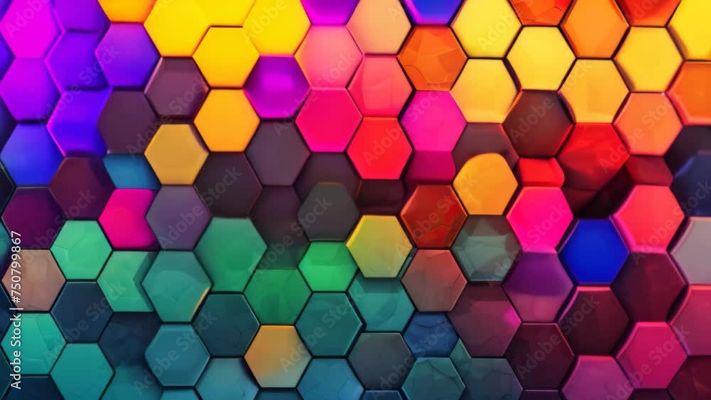 Poster abstract colorful hexagon background. 3d render illustration. honeycomb pattern. abstract background