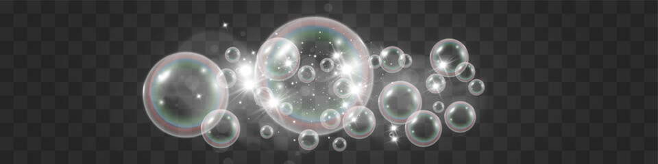 Air bubbles.Soap foam vector illustration on a transparent background.
