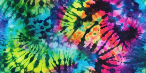 Zelfklevend Fotobehang Boho Fabric Tie Dye Pattern Ink , colorful tie dye pattern abstract background. Tie Dye two Tone Clouds . Shibori, tie dye, abstract batik brush seamless and repeat pattern design. 