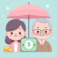 old man with umbrella insurance life