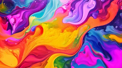 Colorful abstract background of acrylic paint in the style of marbling, Abstract colorful background. Liquid paint, AI Generated