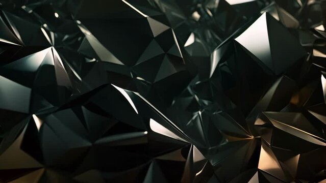 Abstract 3d rendering of chaotic low poly shape. Futuristic background design. abstract black crystal background, AI Generated