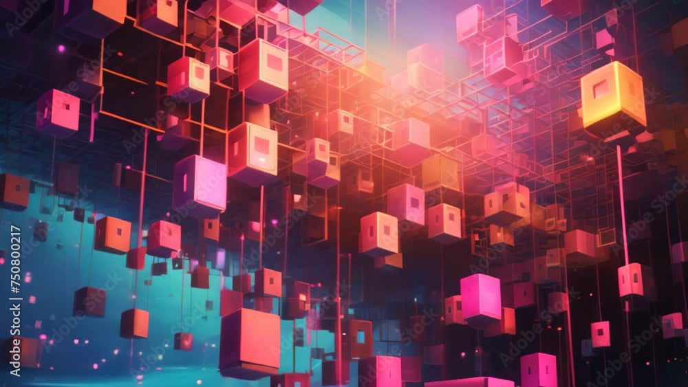 Poster abstract digital technology background, 3d rendering. computer digital drawing. abstract cuboid repr