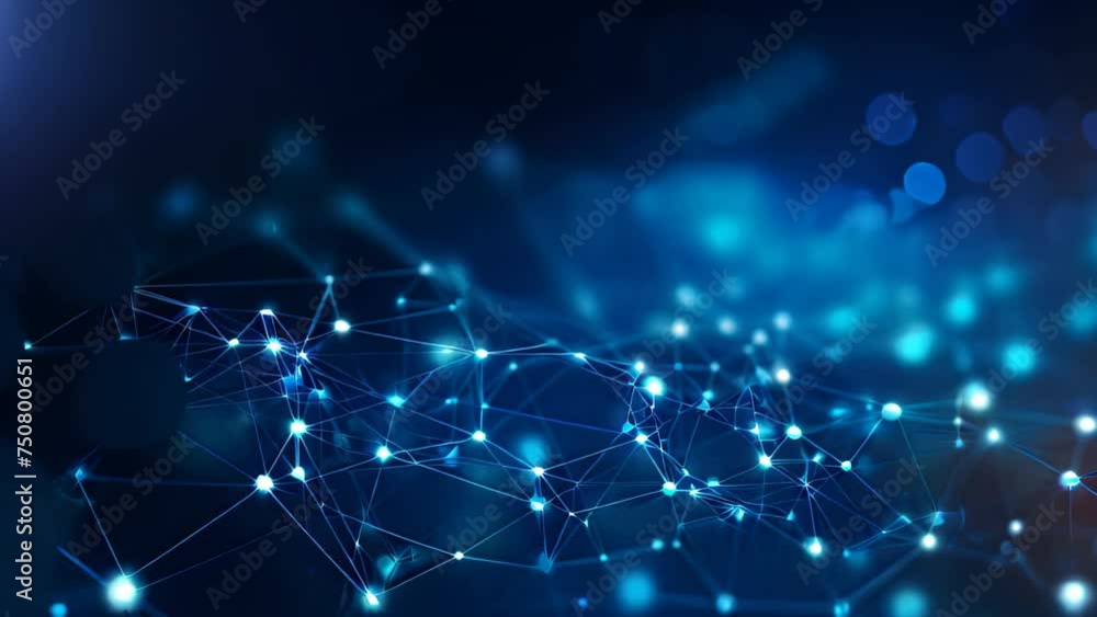 Poster abstract blue technology background with connection lines and dots. 3d rendering, abstract digital n