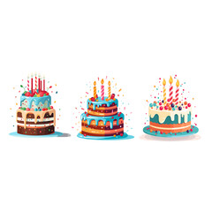 birthday cake for party sticker set template