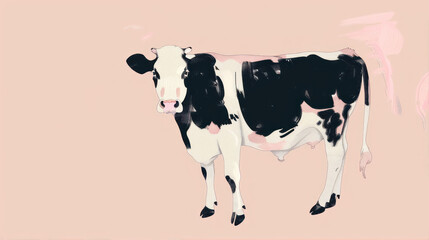 Cow illustration in minimalistic style
