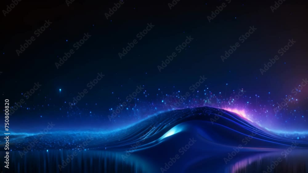 Poster abstract technology background with glowing particles illustration, abstract digital technology wall