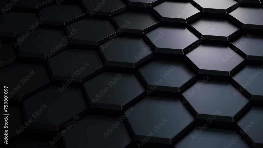 Aufkleber abstract black hexagon background. 3d render illustration with selective focus, abstract hexagonal g