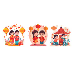 china new year holiday kid celebrate card greeting element