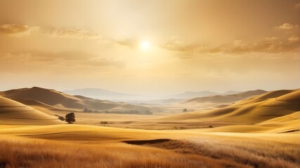 Obraz premium golden&nbsp;landscape&nbsp;with&nbsp;a&nbsp;background&nbsp;of&nbsp;light&nbsp;beams