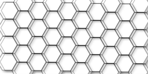 Abstract white background with hexagon and hexagonal background. geometric mesh cell texture. Structure futuristic white background and Embossed Hexagon. Hexagonal netting.