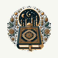 ramadan mosque quran greeting card template background